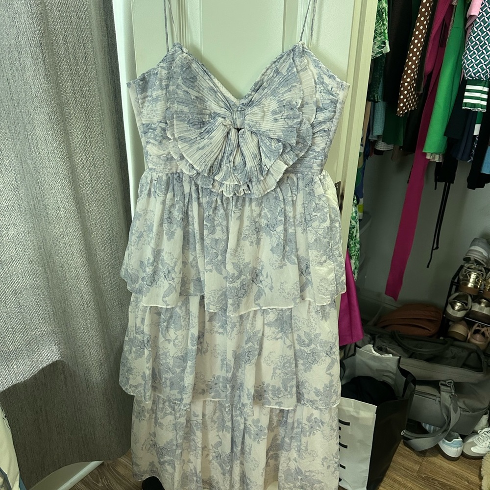 Floral Tiered Maxi Dress with Bow